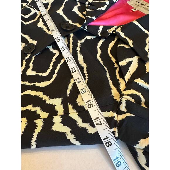 Trina Turk Size 4 Floral Printed Rain Coat Trench Overcoat Statement Black Art - Picture 9 of 10